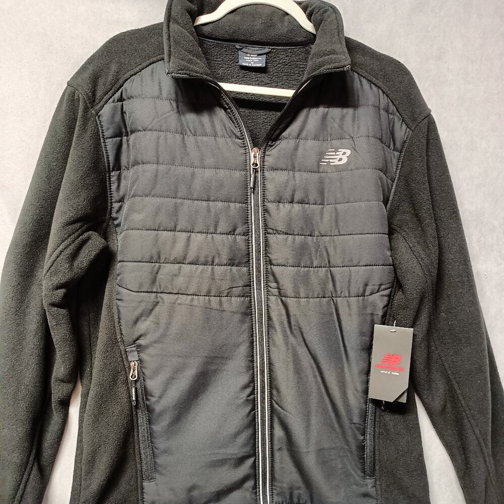 New Balance Full Zip Fleece Sporty Jacket Size M Black w/pockets